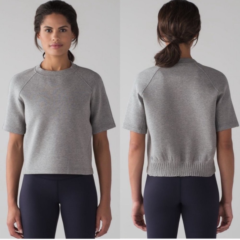 Lululemon NTS Cropped short sleeve grey top size 6